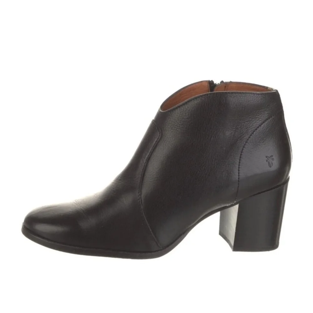 Frye - Nora Zip Short Ankle Leather Boots Black Women's Size US 8.5M